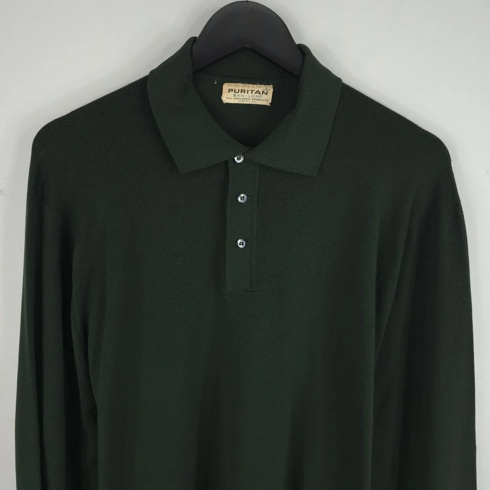 Vintage Puritan Sweater Mens Large Green Ban-Lon Knit Collared Pullover USA 50s